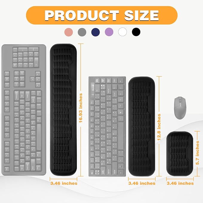 UnivoColors Memory Foam Keyboard Wrist Rest,Latest 3.0 Wave Curve Design,High-Resilience Memory Foam Non-Slip Base,Fits Compact Keyboards,Ideal for Work and Gaming(Ivory)