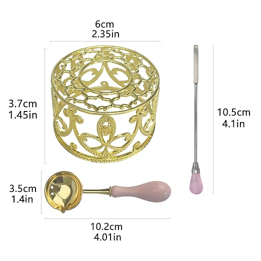 Metal Wax Seal Warmer Kit with Spoon and Stirring Stick, for Wedding Wax Envelope Seal Stamp (Golden Bird's Nest Stove)