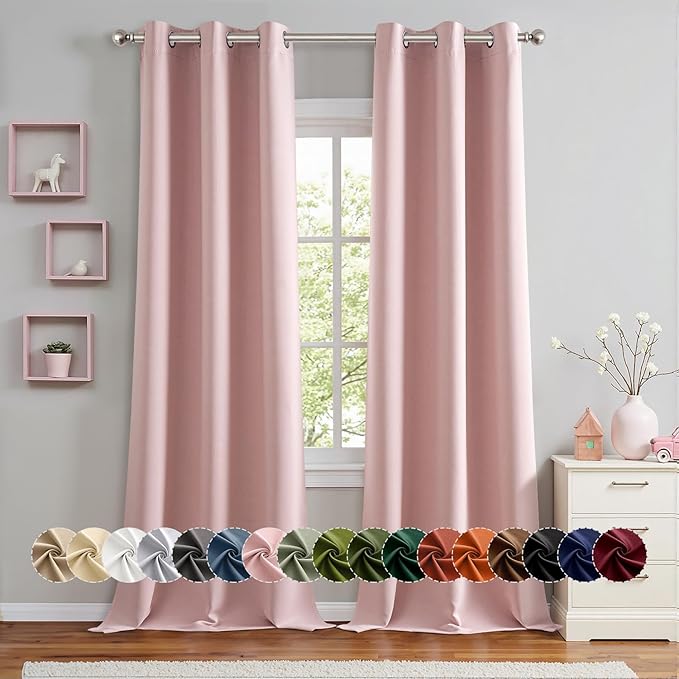 MIULEE Blackout Curtains for Bedroom Living Room 2 Panels, Thermal Insulated Room Darkening Drapes Grommet Noise Reducing Light Blocking Window Treatments 96 Inches Long 40x96 Inch Pink