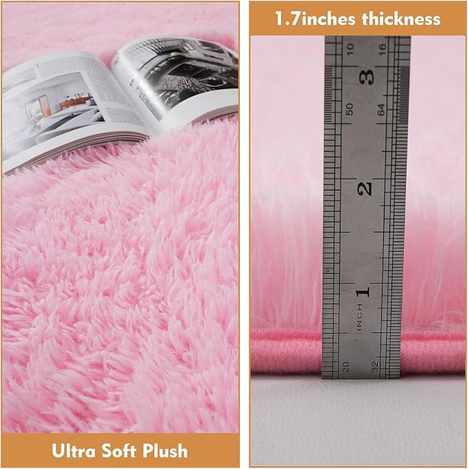 Super Soft Circle Rugs for Girls Princess Castle Toddlers Play Tent 3 Diameter Circular Area Rugs for Bedroom Home Decor Round Shag Playhouse Carpets(Φ3, Pink)
