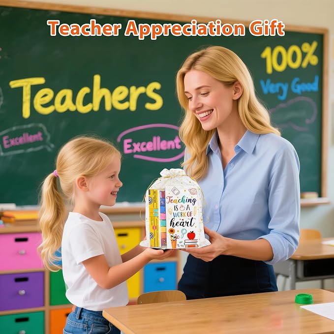 Teacher Appreciation Gifts for Women Men, Back to School End of Year Birthday Gifts for Preschool Teacher, Teacher Stamps, Sticky Notes Blackboard Self-Stick Note Pads, Classroom Supplies Must Haves