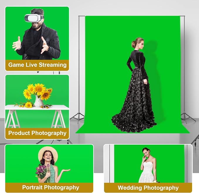 UTEBIT Green Screen Backdrop, 3.3X5 ft Photography Chroma Key Greenscreen Background Sheet for Background Removal,Thick Polyester Fabric Cloth Sheet for Photoshoot Video, Live Streaming(Backdrop Only)