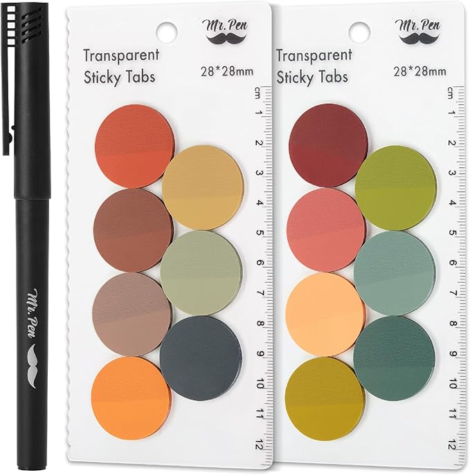 Mr. Pen- Transparent Sticky Note Set, 560Sheets, Colorful, Round Transparent Sticky Notes Set, Stocky Notes for Bible Journaling