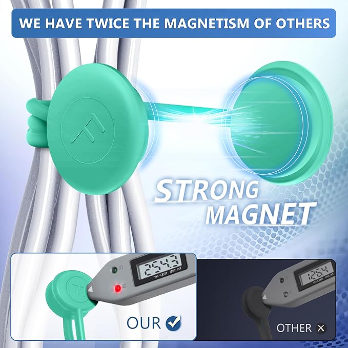 Magnetic Cable Ties – Reusable Silicone Magnetic Cord Organizers for Bundling, Fridge Clips, Book Markers & More – Assorted Colors for Efficient Cable Management (All Color, 12-Pack)