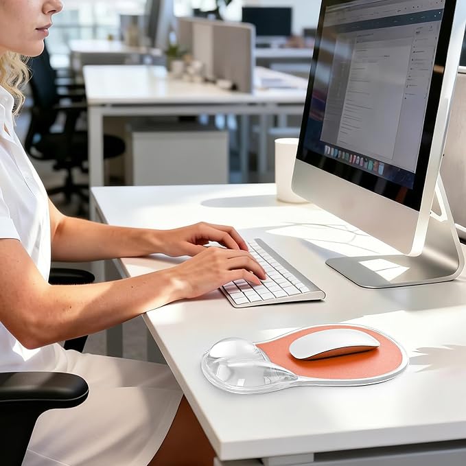 EooCoo Ergonomic Washable Mouse Pad with Gel Wrist Rest Support | Middle Concave Design, Relieve Wrist Pain, Non-Slip Base, Office Desk Accessories