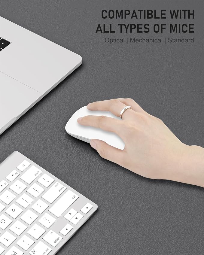 Desk Pad, 23.6" x 13.8" PU Leather Non-Slip Desk Mat Large Mouse Pad for Desktop, Waterproof Laptop Computer Writing Mat for Office, Home, Work, Gaming, Space Gray