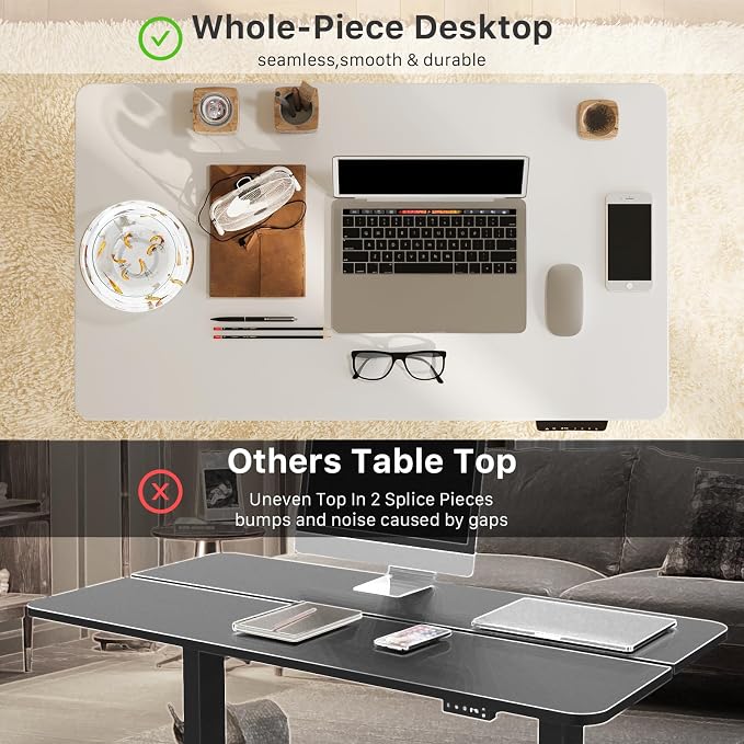 JOY worker Small Electric Standing Desk, 40" Whole Piece Height Adjustable | 40" x 20" White Narrow Sit Stand Desk with Memory Controller, Compact Mini Computer Workstation for Home Office Walking Pad