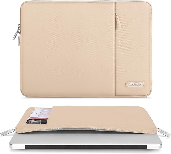 MOSISO Laptop Case 13 inch, Laptop Sleeve Compatible with MacBook Neo/Air/Pro 13 inch with A18/M5/M4/M3/M2/M1 Chip 2026-2016, Polyester Vertical Computer Sleeve Bag with Pocket, Apricot