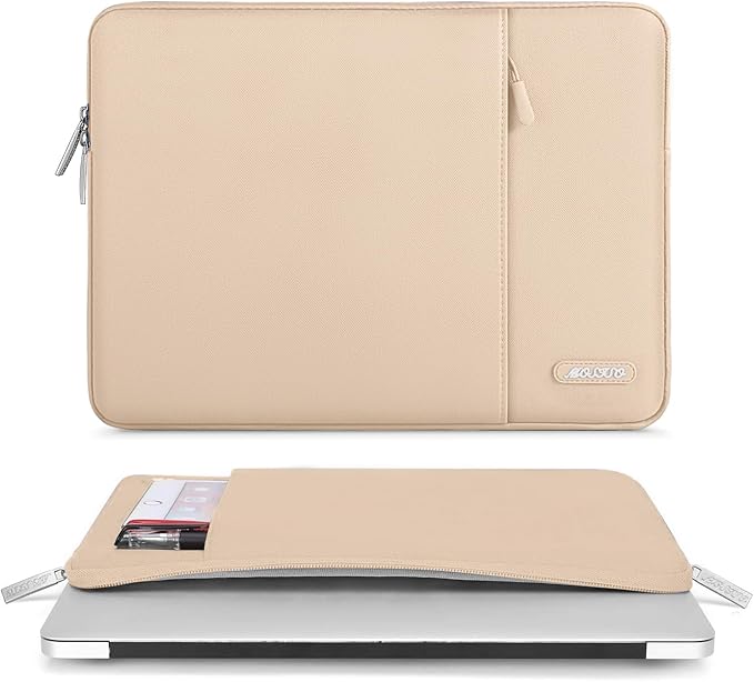 MOSISO Laptop Case 15 inch, 15 inch Laptop Sleeve Compatible with MacBook Air M5 A3448 M4 A3241 M3 A3114 M2 A2941 2026-2023, Dell XPS, Polyester Vertical Computer Sleeve Bag with Pocket, Apricot