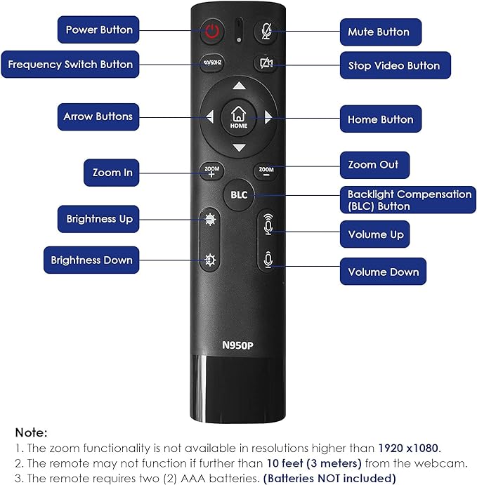 Zoom Certified, NexiGo N950P 4K Zoomable Webcam with Remote Control, Sony_Starvis Sensor, 5X Digital Zoom, Pro Web Camera with Dual Stereo Mics, for Zoom Skype Teams Twitch