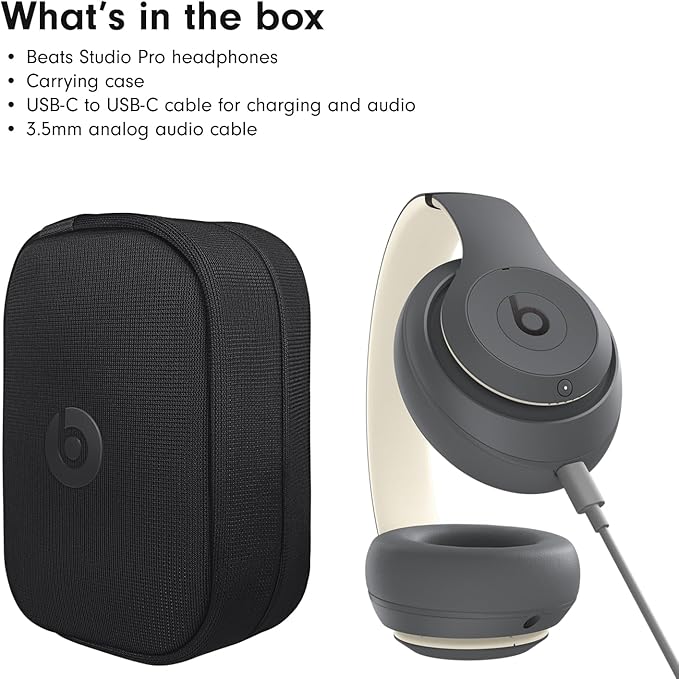 Beats Studio Pro - Premium Wireless Over-Ear Headphones- Up to 40-Hour Battery Life, Active Noise Cancelling, USB-C Lossless Audio, Apple & Android Compatible - Amazon Exclusive Sand Gray