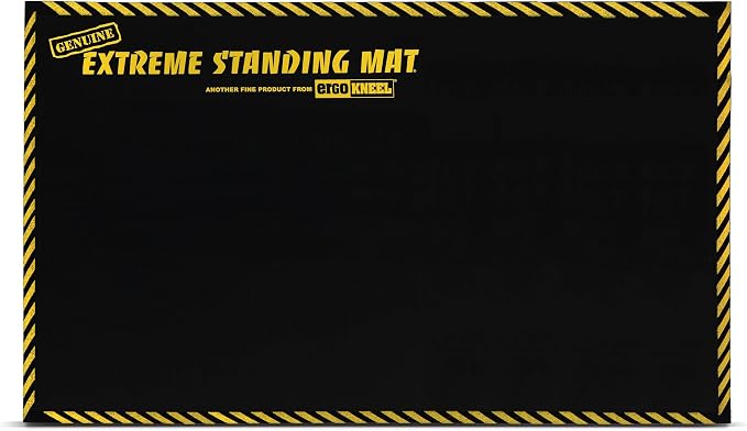 3’ x 5’ Black 1” Thick | Anti Fatigue Mats for Standing | Industrial Antifatigue Mat with Safety Stripes | Anti Fatigue Mat for Work & Workplace