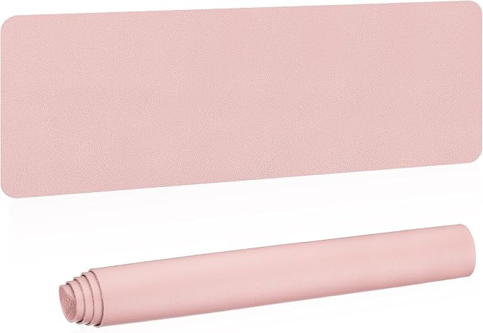 Patikil Desk Mat, 55" x 17" Non-Slip Waterproof PU Leather Pad Desk Protector, Dual Sided - Light Pink
