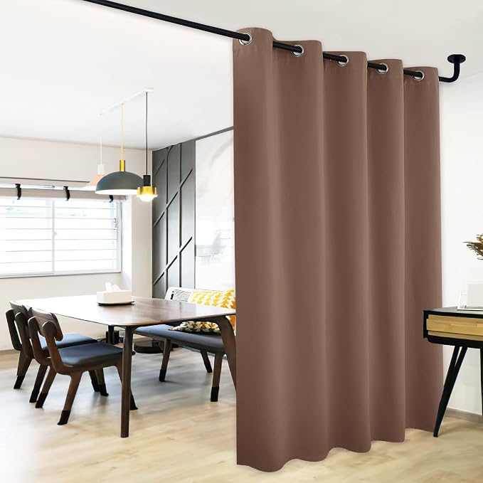 NICETOWN Blackout Blinds for Patio Door, Sliding Door Insulated Blackout Curtains, Extra Wide Curtain with Grommet Top for Villa/Hall/Parlor (Cappuccino, 70 inches W x 95 inches L)