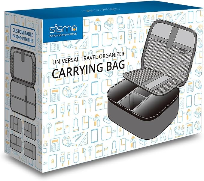 sisma Travel Electronics Organizer Small Carrying Case for Cables Phone Chargers USB Plugs Power Cords Earbuds Adapter Tech Accessories Pouch -Special Edition