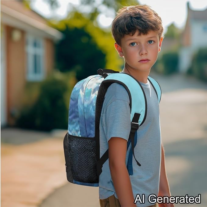 Ystardream Kids Backpack and Lunch Box Set Cool Shark 6Th Grade Backpack for Boys 17 Imch Bookbags with Spacious Interior Storage Pencil Case Water Bottle Sleeve for Children Travel and School Use