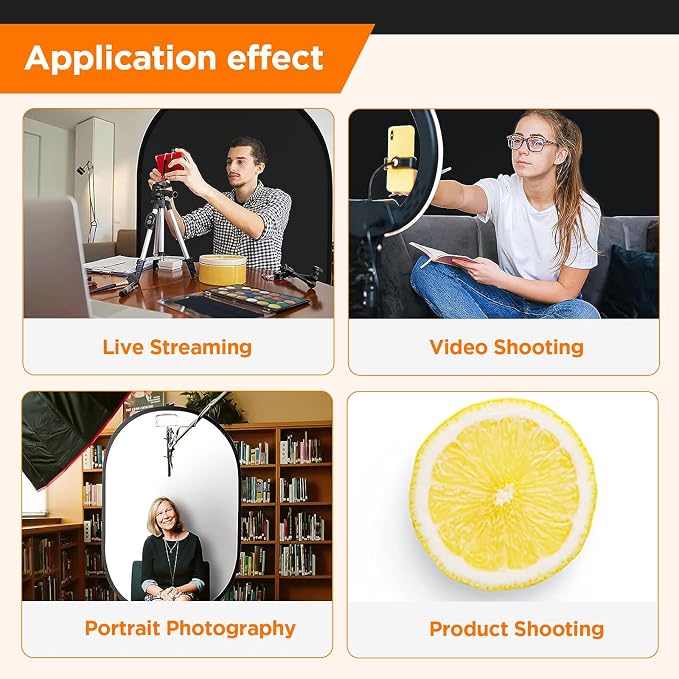 Portable Chromakey Black and White 2-in-1 Foldable Pop-Up Backdrop with Stand, 150 x 200 cm Foldable Panel for Photo, Video, Live Stream, etc. (Black & White)