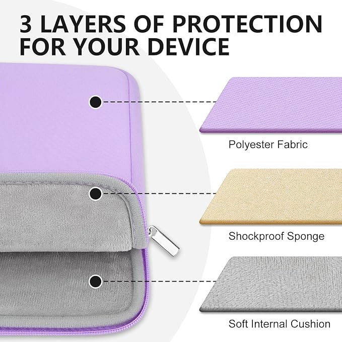 Laptop Sleeve Bag Compatible with 15.6 inches HP Lenovo Asus Acer Notebook Protective Portable Case with Pocket Padded Computer Pouch Cover Shockproof Protective for 15.6” Laptop,Purple
