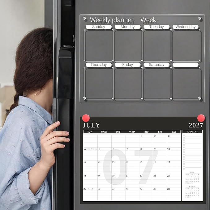 Yoment Desk Calendar 2026-2027, Jan 2026-Dec 2027, Large Desk Calendar with to-Do Lists, 24 Months Leather Desk Pad Wall Calendar with PVC Cover for Work Office School Home Women Men, 17 x 12, Black