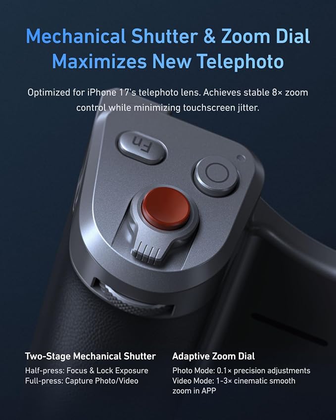 TELESIN Master Grip Universal for iPhone/MagSafe, Magnetic Phone Camera Grips Kit Built-in 3200mAh Battery - Wireless Charging - DSLR Style Handle Holder -【Graphene Case Only for iPhone 17 Pro】