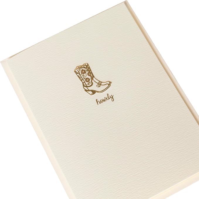 Graphique Cowgirl Boots Cards, Pack of 10 Cards with Envelopes, All Occasion Greetings, Blank Inside, Gold Foil Embossing, La Petite Press Collection Boxed Set, 3.25" x 4.75"