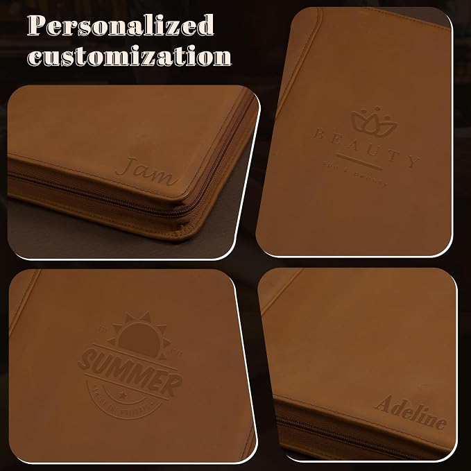 Personalized Genunie Leather Portfolio Binder, Customized Leather Portfolio for Men,Business Portfolio Organizer for A4 Size Notepad, Customized Gift