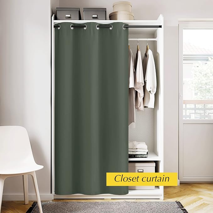 NICETOWN Door Curtains for Doorway Privacy,80 Inch Length, Thermal Insulated Blackout Single Panel Drape Room Divider Cover/Shade, Temporary Closet Curtain for Bedroom, 42" x 80", Dark Mallard