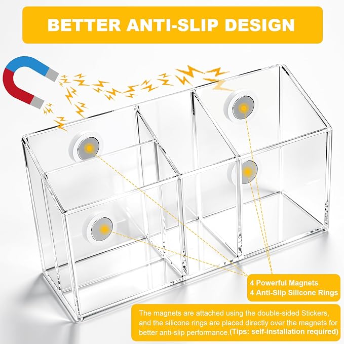 Magnetic Dry Erase Marker Holder for Whiteboard: Clear Pen Holder Organizer | Acrylic Pencil Cup with Strong Magnets for School Locker Organization Fridge Refrigerator Classroom Storage Caddy Desk