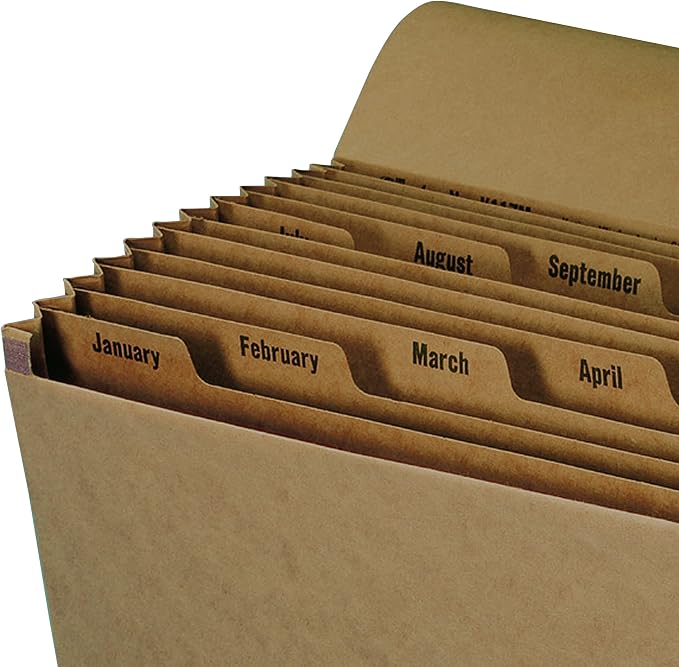 Smead Expanding File with Flap and Cord Closure, 12 Pockets, Monthly (Jan-Dec), Letter Size, Kraft (70186) (Pack of 5)