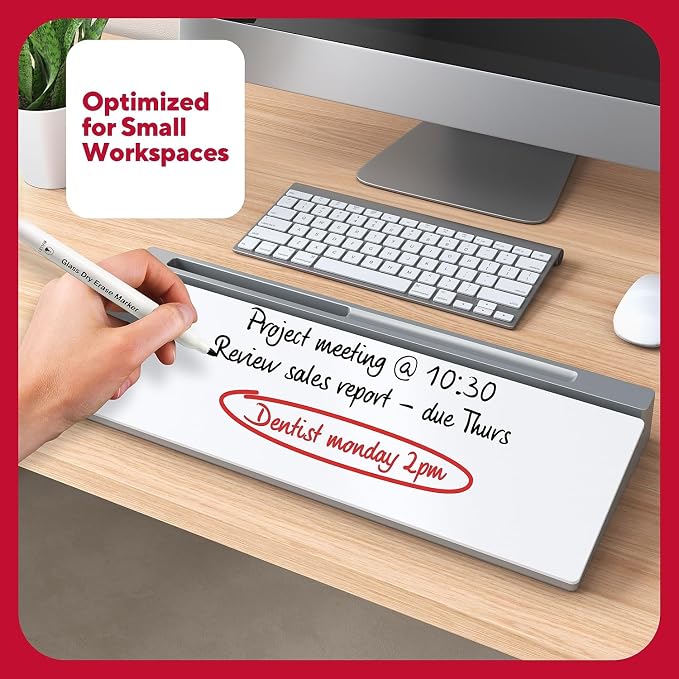 TRU RED™ Glass Desktop Dry-Erase Whiteboard