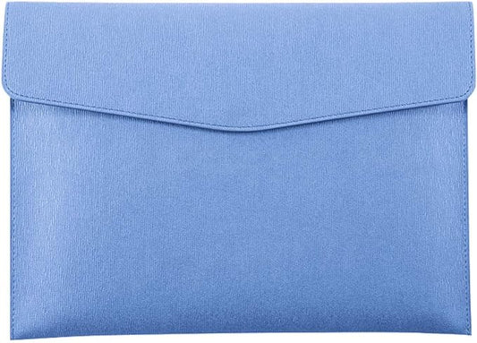 PU Leather A4 File Folder Document Holder Waterproof Portfolio Envelope Folder Case with Snap Closure Blue