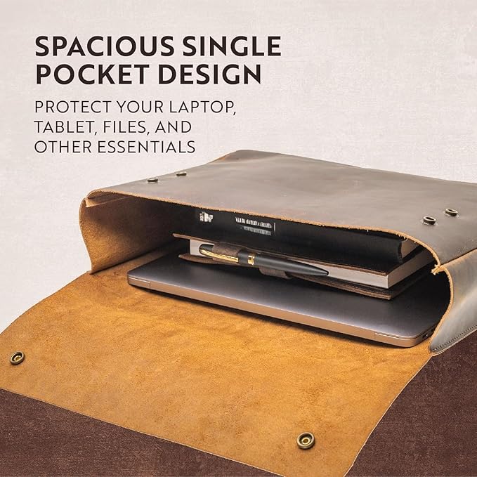 Leather File Folder Organizer Document Holder, File Case, A5 Binder, Envelope Portfolio, Pencil Pouch,Leather Portfolio ,Laptop Sleeve Case for 13"14" 15" Laptops,Macbook & Tablets (Black)