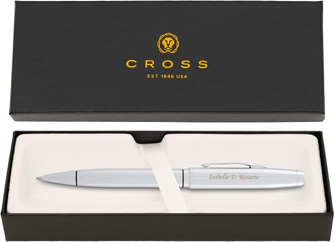 Cross Coventry Ballpoint Pen with Personalized Engraving - Polished Chrome with Black Accent Banding - Gift for Graduation, Retirement, New Job, or Corporate Recognition