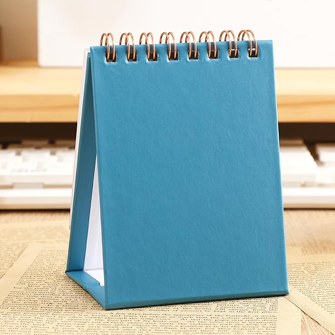 Mini Desk Calendar 2026-2027 - Runs From January July 2026 until Dec 2027, 18-Month Small Desktop Calendar 250gsm Thick Paper Twin-Wire Binding for Home or Office (Blue)