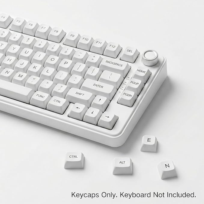 120 Keys PBT Dye Sublimation Keycaps, White Minimalist Milk Style Keycap Set, XDA Profile Custom Keycaps for Mechanical Keyboard 60% 65% 75% 100% Cherry MX Switches