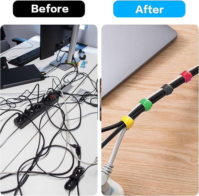 50 Pcs Reusable Cable Ties for Cords, 6 Inches Hook and Loop Adjustable Cord Straps, Reusable Zip Ties, Wire Organizers for Cords Electrical Cord Management Office Home Computer PC Cable Management