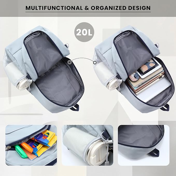 Maitys 12 Pack 17'' Bulk Backpacks with Supplies Kit, Bookbags for Donation Charities (Solid Color,Bungee)