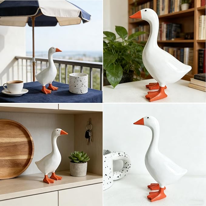 Desk Goose 7 Inches Mini Office Desktop Goose Magnetic Key Holder | 7 inch resin goose decor for office or home.Magnetic beak can hold a couple of keys.Gift for friends and family.