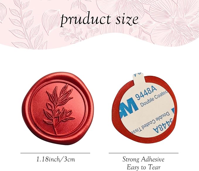 50 Pcs Red Wax Seal Stickers Self- Adhesive Wedding Invitation Seal Stickers, Perfect for Invitation Cards, Envelopes Christmas Cards, Gift Wrapping, Party Menu Decor