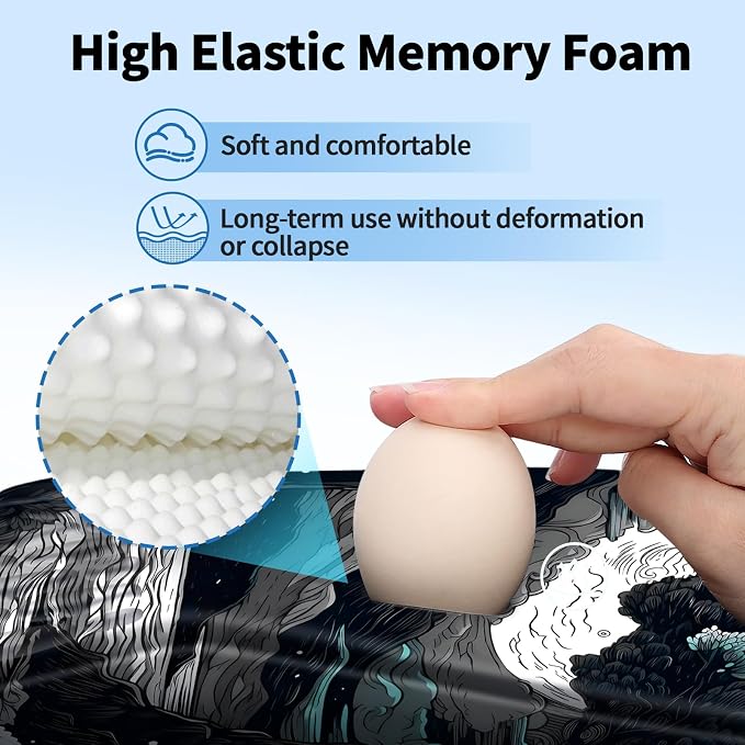 YIWEI Ergonomic Mouse Pad with Wrist Rest - Comfortable Office Mousepad with Memory Foam Wrist Support for Carpal Tunnel Relief, Mouse Pads with Non-Slip Base for Gaming and Home (Moon-2)