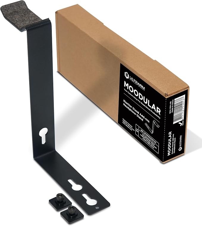 Moodular Headphone Stand Add-On for Slide Rails, Do Not Use Alone | Accessory Only, Dedicated Headphone Spot, Ergonomic & Accessible, Strong & Durable, Sleek & Minimalist, Black, MSA-HS