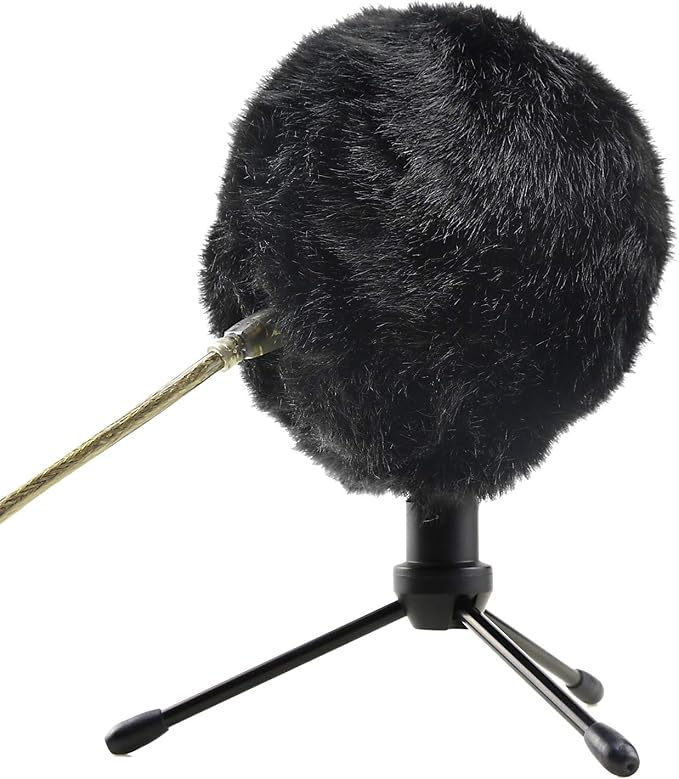 Blue Snowball Furry Windscreen Cover Muff - Professional Snowball ICE Mic Foam Wind Cover Windshield Pop Filter for Recordings, Broadcasting, Singing by Sunmon （Black）