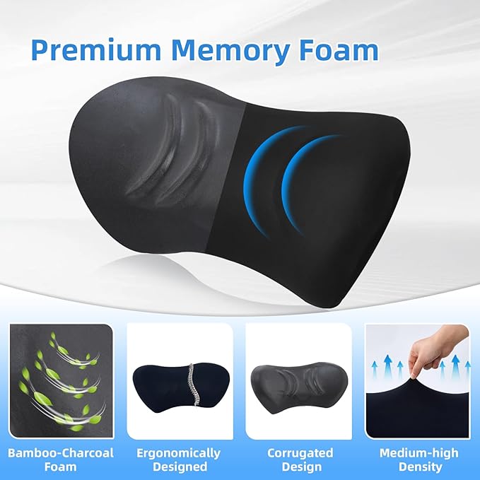 Lumbar Support Pillow for Office Chair - Lumbar Pillow for Car, Memory Foam Ergonomic Lumbar Support Pillow for Car Back Support for Office Chair