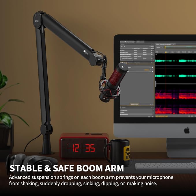 IXTECH Premium Microphone Boom Arm with Desk Mount, 360° Rotatable, Fully Adjustable, for Podcast, Video, Gaming, Radio, Studio, Recording, Sturdy and Universal VALIANT Model