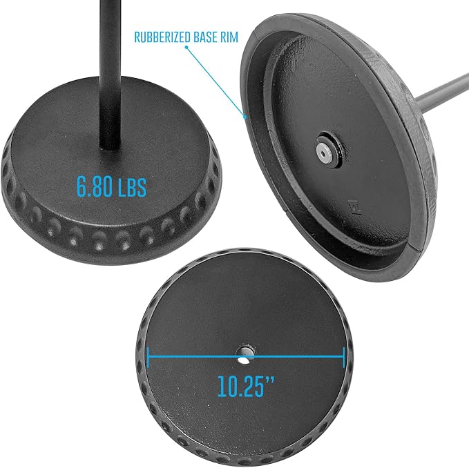 AxcessAbles Weighted Mic Stand Floor with Heavy Round Base, Quick Grip Height Adjustment - 74" Microphone Stand Include 33" Detachable Mic Boom Arm. Tall Microphone Stand for Singing (MS-201RB)
