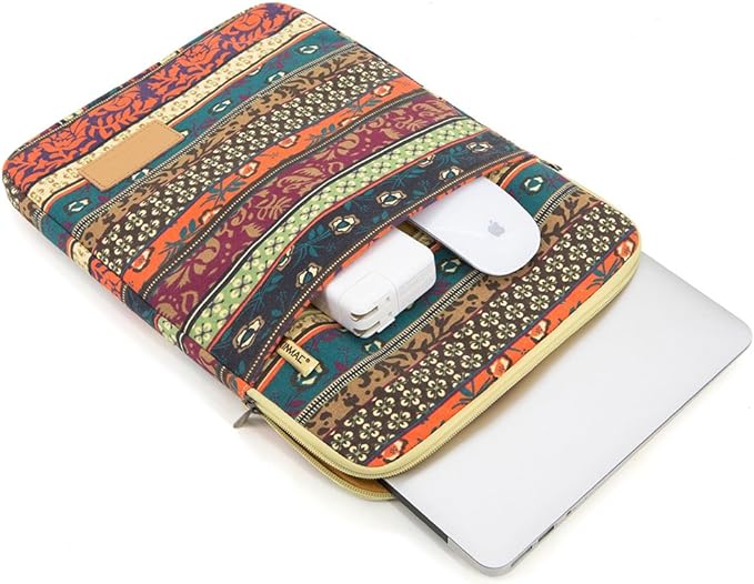 Kinmac 360° Protective Vertical Laptop Sleeve Case Cover Bag with Pocket for MacBook Air 13 inch,iPad Pro 13" and 12.5-13.3 inch HP Lenovo Dell ASUS Acer Laptop (New Bohemian)