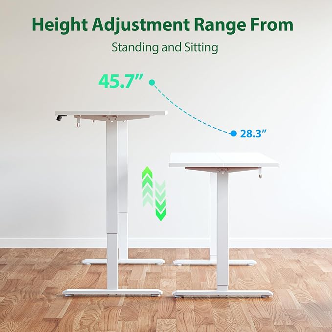 Agilestic Electric Standing Desk, 63 x 24 Inches Height Adjustable Desk, Sit Stand up Desk for Work Office Home, Splice Board, White