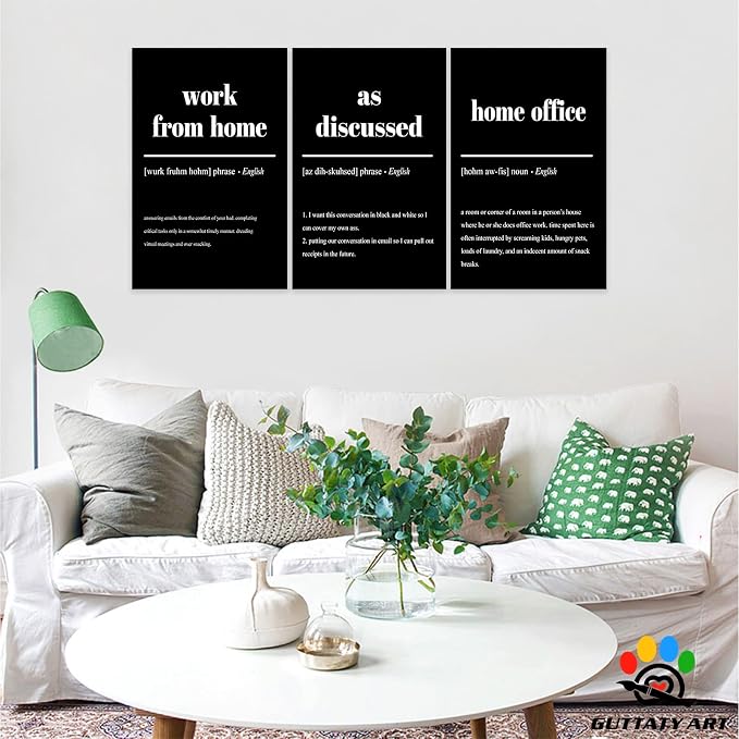 Office Wall Art - 3 Panel Motivational Canvas Art, Inspirational Quote Art for Home & Office, Entrepreneur Words Poster Frame 20'x30'x3Pcs