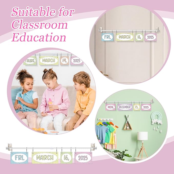 Pastel Flip Calendar Bulletin Board Set Colorful Pastel Flip Calendar with Adjustable Holder 54 Date Cards for Classroom Home Decor Back to School Supplies