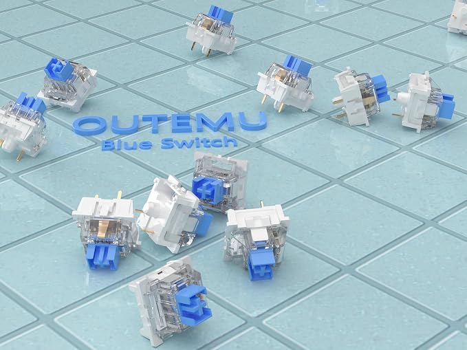 Outemu 20PCS Blue Clicky Mechanical Keyboard Switches,3-Pin Hot-Swappable Pre-Lubricated Switches,Crisp Click Sound,for Gaming Keyboards & 3D Prints Accessories